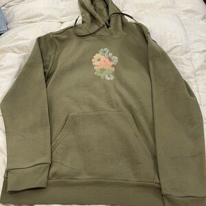 Adidas Green Men's Hoodie with Floral Logo